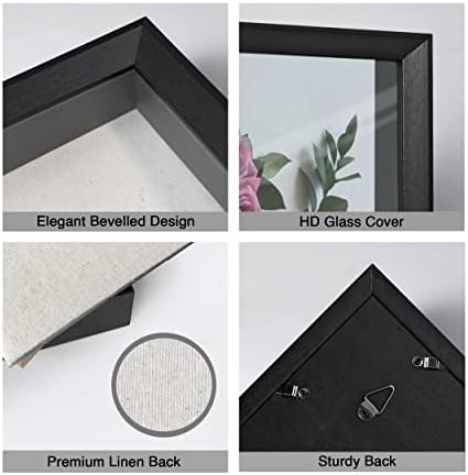 גלריית האמנות של JD 8x10 מסגרת קופסת צל שחורה עשויה מעץ ידידותי לסביבה | בעבודת יד | זכוכית HD לקיר ושולחן